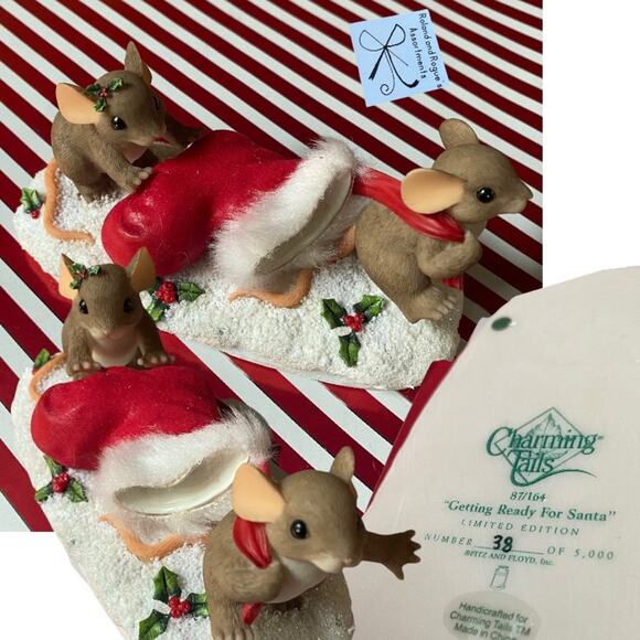 Charming Tails by Fitz and Floyd "Getting Ready for Santa" 38 of 5,000 Figurine - Picture 1 of 10